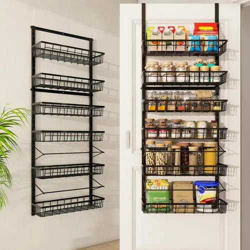 Miniatura 10 de Mefirt Organizador de despensa sobre la puerta, estante de especias de montaje en pared, almacenamiento y organización para colgar en la despensa, 6
