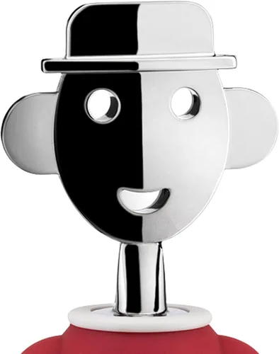 Miniatura 3 de Alessi AAM23 R Alessandro M. - Sacacorchos de diseño en Zamak cromado y resina termoplástica, rojo y blanco Rojo/Blanco