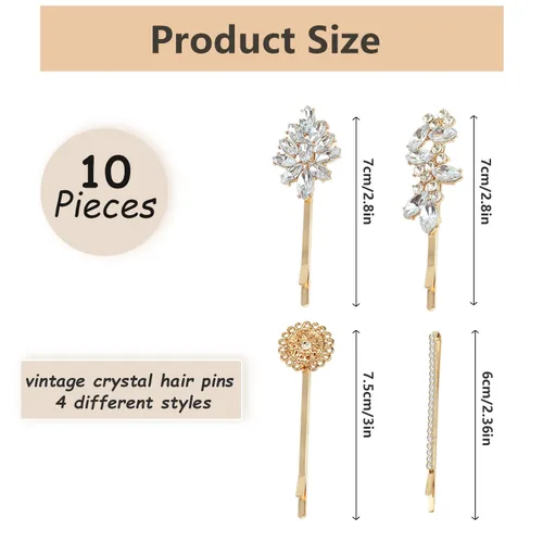 Miniatura 2 de 10 pinzas para el cabello con diamantes de imitación, horquillas decorativas con diamantes de imitación para bodas, pinzas de girasol con plumas