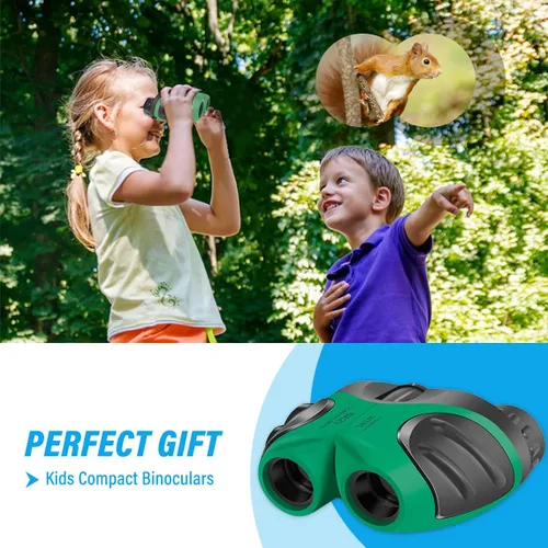 Miniatura 7 de Regalos de Pascua para niños de 3 a 12 años, VNVDFLM binoculares compactos 8x21 a prueba de golpes verdes para observación de aves, telescopio