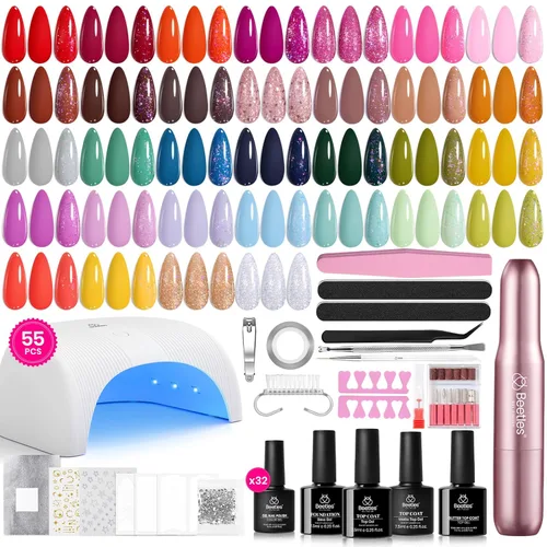 Miniatura 14 de Beetles - Kit de esmalte de uñas de gel de 36 colores, juego de esmalte de gel pastel de verano con capa base, capa superior brillante y pegamento