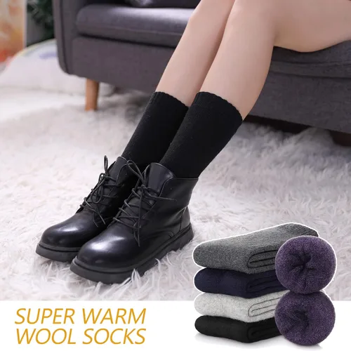 Miniatura 6 de MQELONG Calcetines deportivos de invierno para mujer, 5 pares, suaves, gruesos, cómodos, informales, de algodón, cálidos