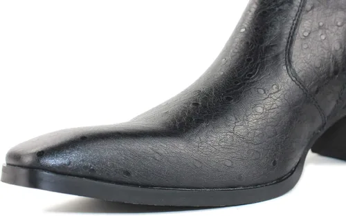 Miniatura 6 de Chelsea Botas de cuero para hombre, botas de tobillo para motocicleta, zapatos de tacón casual
