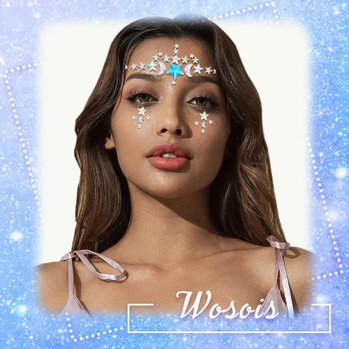 Miniatura 6 de 3 calcomanías de cara de estrella, joyas de cara de cristal con diamantes de imitación plateados, accesorios de fiesta para mujeres y niñas (B)