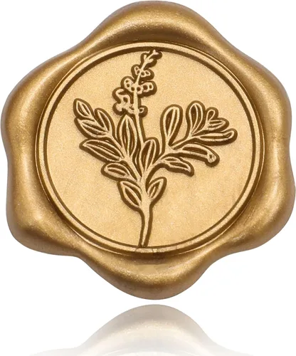 Miniatura 2 de SWANGSA 50 calcomanías de cera de hojas de eucalipto, sello de sobre de invitación de fiesta de boda dorado antiguo, autoadhesivo para tarjetas