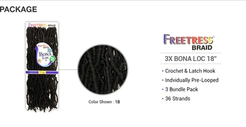 Miniatura 3 de FreeTress - Trenzas de ganchillo 3X Bona Loc de 18 pulgadas (cobre)
