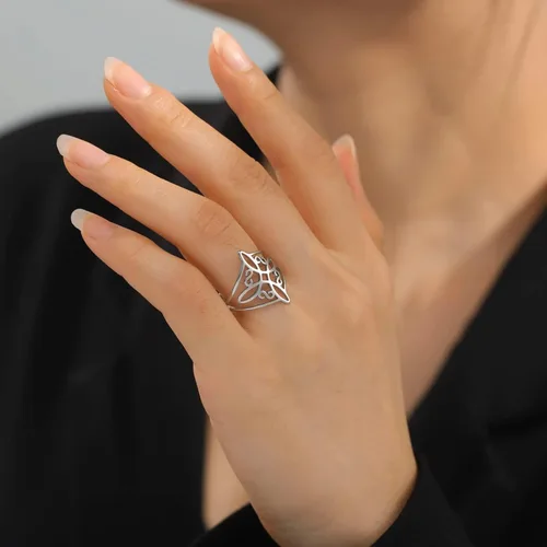 Miniatura 31 de UNIFT Anillo de nudo de bruja para mujer, acero inoxidable, celta, cuaternario, Wicca, estilo geométrico, anillo de nudo de brujería, amuleto