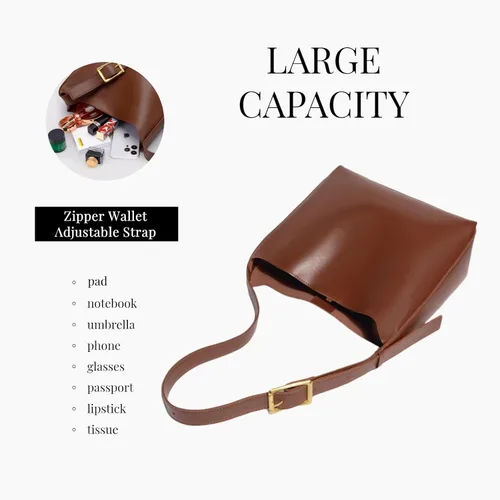 Miniatura 7 de Bolso bandolera de piel sintética para mujer, bolsos cruzados de diseño para mujer, bolso de mano vegano grande retro con cartera