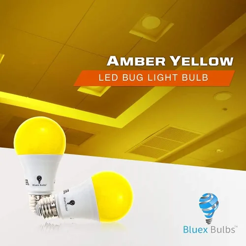 Miniatura 2 de BlueX - Paquete de 4 bombillas LED A19 color amarillo ámbar, sin luz azul, 650 lúmenes, base media E26 de 120 V, 9.5 W (reemplazo de 60 vatios)