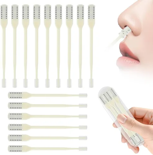 Miniatura 24 de Cortador de pelo nasal 2 en 1, recortador manual de doble cara con cepillo, cuchillo de nariz giratorio de 360° para hombres y mujeres, herramienta
