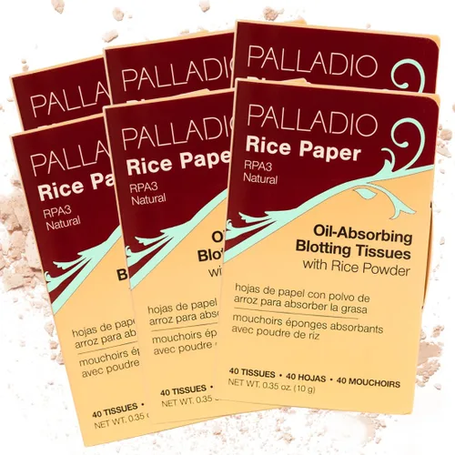Miniatura 8 de Palladio Papel de arroz facial para piel grasa, hojas de secado facial hechas de arroz natural, papel absorbente de aceite con polvo de arroz, 2