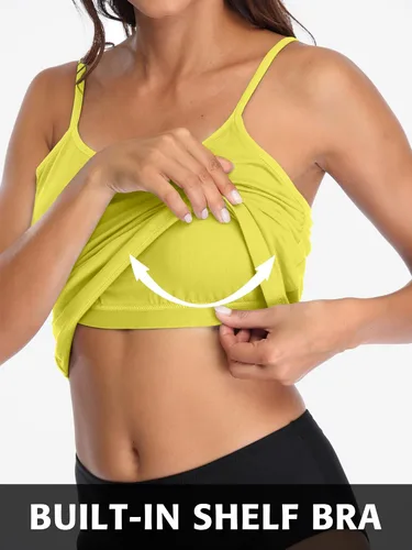 Miniatura 111 de Camisa Attraco de algodón, con tirantes estilo espagueti, con brasier incorporado, 2 paquetes, para mujer