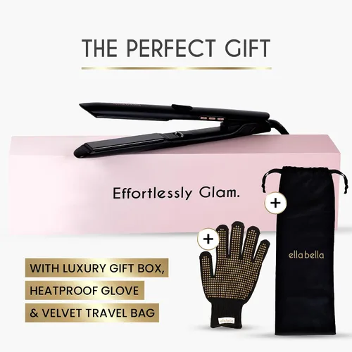 Miniatura 7 de ELLA BELLA® Plancha plana de titanio para alisar el cabello, delgada (con infrarrojos) • Plancha profesional para alisar el cabello • Pantalla