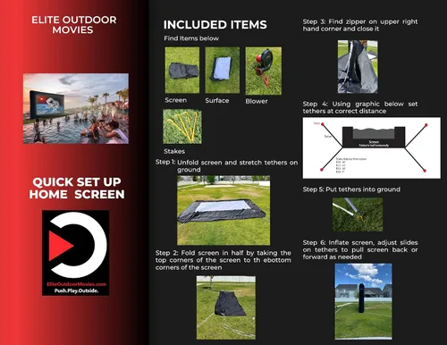 Miniatura 4 de Elite Outdoor Movies Pantalla inflable de alta calidad, superficie de proyección delantera/trasera de 10 x 5 (diagonal de 16.9 pies)