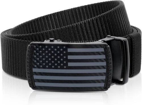 Beltroad Cinturón de la bandera estadounidense para hombre, cinturones de trinquete de nailon negro, decoraciones patrióticas del 4 de julio