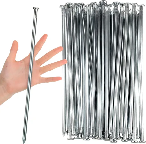 Nuenen 60 estacas de metal resistentes para anclaje de paisaje, estacas de borde de jardín para estacas de césped artificial, bordes de plateado