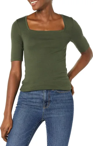 Miniatura 10 de Amazon Essentials - Camiseta de manga corta y cuello cuadrado para mujer