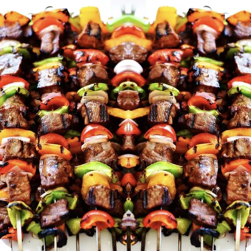 Miniatura 4 de Paquete de 12 brochetas Kabob para barbacoa, de acero inoxidable, resistentes, grandes, anchas, reutilizables, con mango de anillo antideslizante