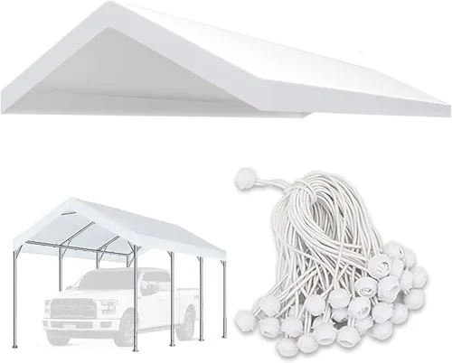 Cubierta de Repuesto Mejorada para Toldo de Cochera para Carpa de Auto de 10' x 20' Cubierta Superior de Refugio de Garaje Lona con Cuerdas