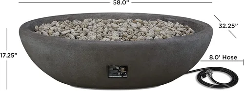 Miniatura 3 de Real Flame Riverside - Cuenco de hoguera ovalado de propano de 58 pulgadas, encendido con botón pulsador, incluye quemador de acero inoxidable de 28