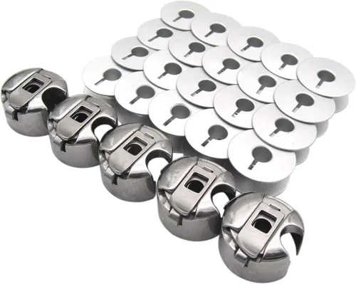 ckpsms Marca: 5 fundas de bobina estilo L y 20 bobinas de aluminio estilo L compatibles con/reemplazo para JUKI Brand CONSEW Brand Singer Brand