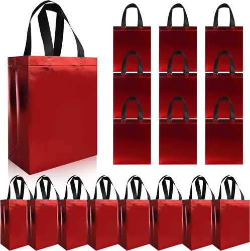 Miniatura 11 de cabzymx 18 bolsas de regalo pequeñas azul brillante, 8 x 3.9 x 9.8 pulgadas, bolsa de regalo reutilizable a granel con base resistente, bolsas