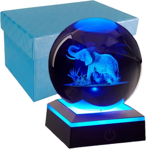 Miniatura 11 de Lámpara de noche de bola de cristal 3D con base LED - Lámpara de bola de cristal en forma de pez para cumpleaños, festividades, regalos de Navidad