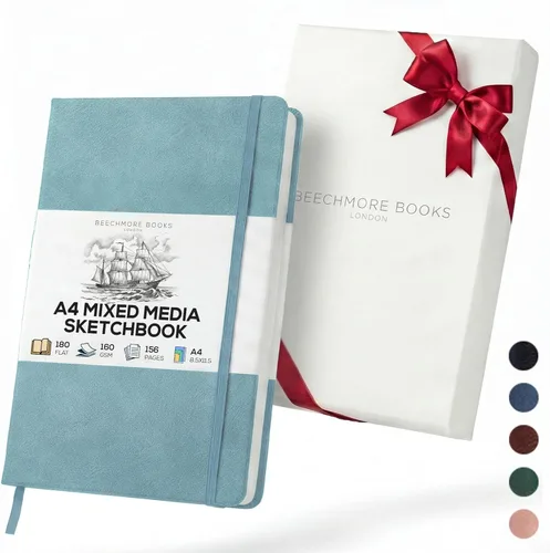 Miniatura 8 de BEECHMORE BOOKS Sketch Book, A4 8.5 x 11.5 inch Blank Sketchbook for Drawing, Paint and Draw, 156 Pages Thick Paper 160gsm, Hardcover Leather Art