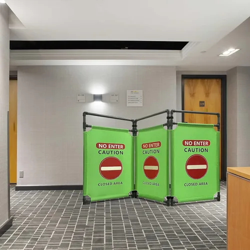 Miniatura 4 de No Entrar - Señales Verdes de Precaución - Señal de 3 Paneles Barreras de Seguridad 97.52 cm Plegable Barrera de Seguridad de PVC de Alta