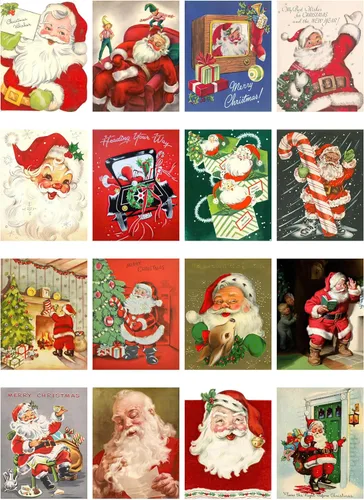 Miniatura 2 de Paquete de papel para decoupage (35 hojas 15x20 cm) Santa de Navidad FLONZ, imágenes vintage estilo navideño para decoupage, manualidades y álbumes