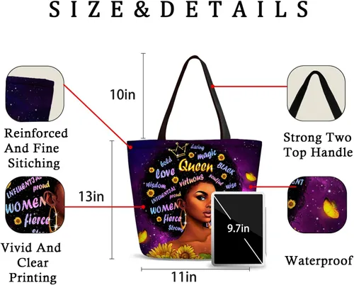 Miniatura 3 de IAGM Bolsos de mano para mujer, bolso de hombro para mujer afroamericana, bolso de mano mágico con asa superior