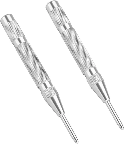2 piezas perforadoras automáticas de metal de resorte ajustable con impacto ajustable para ventanas de vidrio de metal de madera, etc., plateadas y