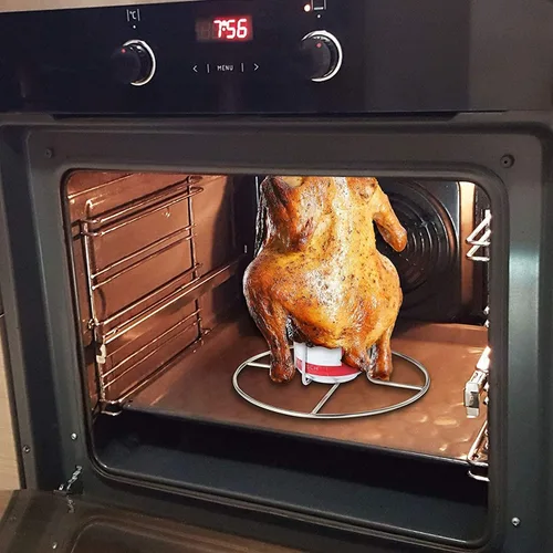 Miniatura 6 de Soporte para latas de cerveza, 2 piezas para horno a la parrilla, ahumador, resistente, acero inoxidable, soporte para pollo a tope de cerveza