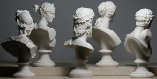 Miniatura 6 de greekartshop Conjunto 5 Busto Cabeza Dios Zeus Artemisa Afrodita Hermes Apolo Estatua Griega Romana Blanco