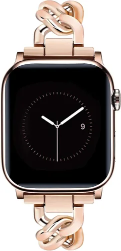 Miniatura 17 de JR.DM Correas de oro para reloj para mujer compatibles con Apple Watch de 46 mm, 42 mm (S3/2/1) 44 mm, 45 mm, 49 mm, pulsera ajustable de cadena Oro