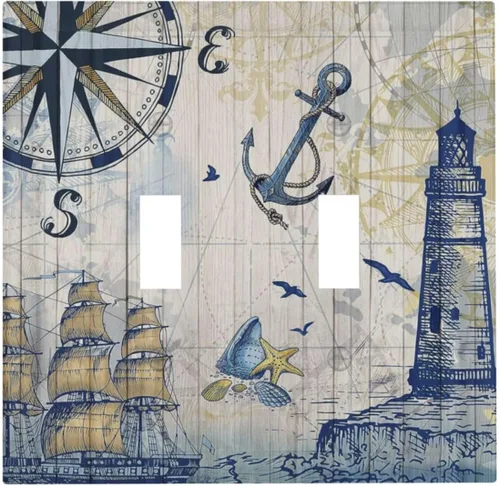 Miniatura 137 de Cubiertas de Salida Triple Basculante con Hojas de Plantas de Eucalipto Azul en Acuarela Floral, Placa Frontal Decorativa de 3 Posiciones, Cubierta