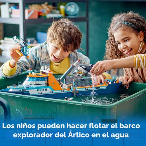 Miniatura 3 de LEGO City Arctic Explorer Ship 60368 - Juego de juguetes de construcción, divertido regalo para niños y niñas de 7 años, con un barco flotante