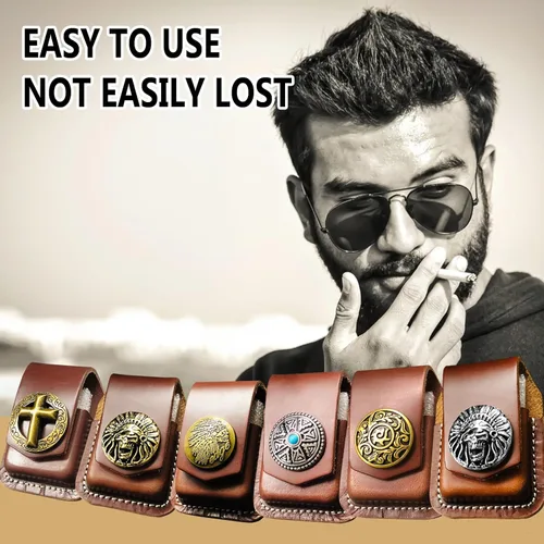 Miniatura 6 de Leather Lighter Case, Flip top Leather Lighter Pouch, Holder Case with Pocket Belt Loop,Handmade