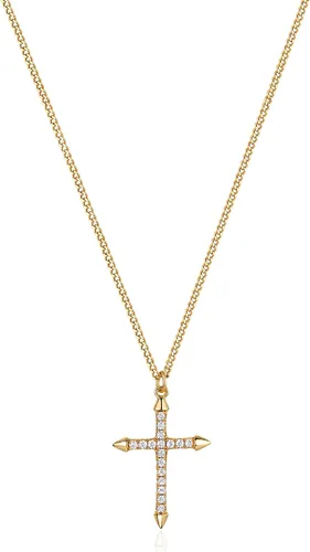Miniatura 156 de Fettero - Collar con dije de cruz de fe, chapado en oro de 14 K, cadena fina, minimalista, simple, pequeña, para oración, regalo de joyería religiosa