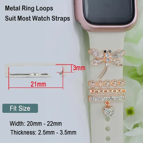 Miniatura 6 de Dijes decorativos de diamantes para mujer, anillos decorativos de diamantes para correas de Apple Watch de 1.929 in, 1.772 in, 1.732 in, 1.654 in