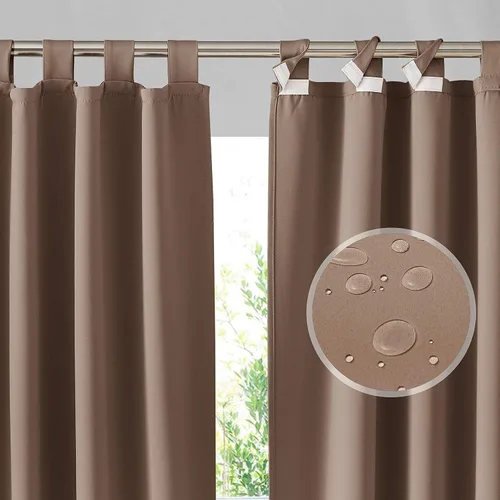 Miniatura 26 de RYB HOME Cortinas para Exteriores para Patio - 2 Paneles Cortinas para Exteriores Desmontables con Parte Superior Adhesiva Impermeables Opacas