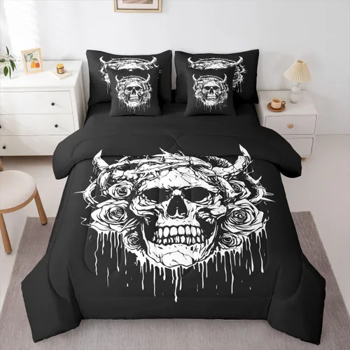 Miniatura 19 de Erosebridal Juego de edredón de 7 piezas con diseño de piano, cama Queen en una bolsa, juego de ropa de cama retro con notación musical de guitarra