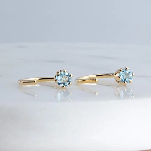 Miniatura 47 de Half Huggie Birthstone Gold Hoop Earrings for Women Tiny Cartilage Stud Piercing Earring Hypoallergenic Earring Screw Back Dainty Hug