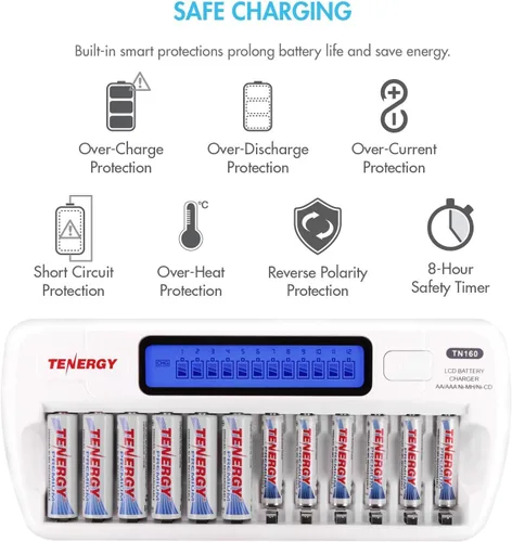 Miniatura 9 de Tenergy Paquete de 36 pilas recargables AA y AAA NiMH de alta calidad, pilas AA y AAA de 1.2 V, ideales para dispositivos electrónicos diarios