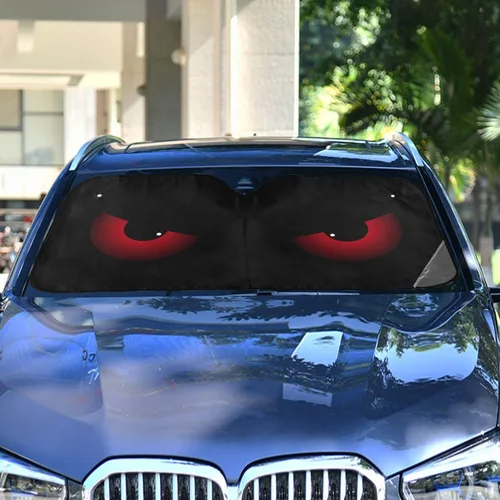 Miniatura 2 de Parasol plegable para parabrisas de automóvil, diseño de ojos rojos aterradores, contra rayos UV, parasol para mantener tu vehículo fresco