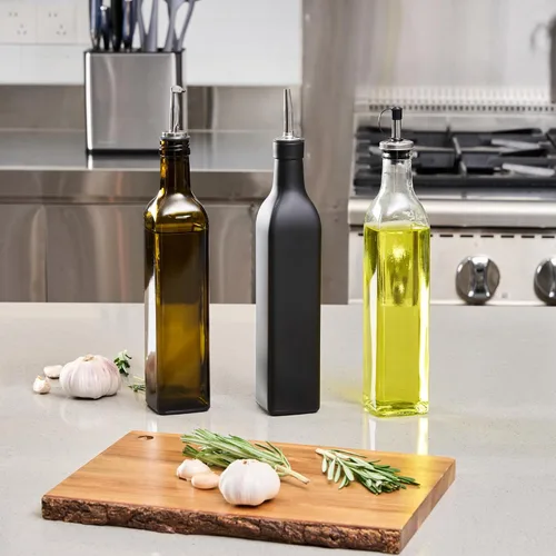 Miniatura 7 de Restaurantware RW Base Dispensador de aceite de oliva de 16.9 onzas, 1 botella dispensadora de aceite de cocina, con vertedor de acero inoxidable