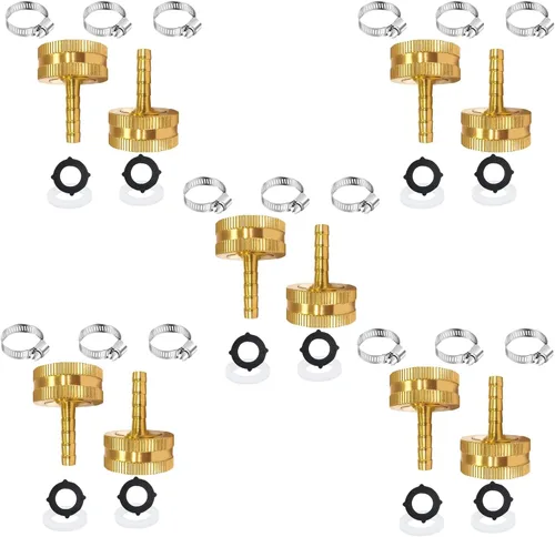 Miniatura 8 de AOPANDA Conector de reparación de extremo de manguera de agua de latón macizo con púa de 1/4" x rosca GHT hembra de 3/4", incluye abrazaderas