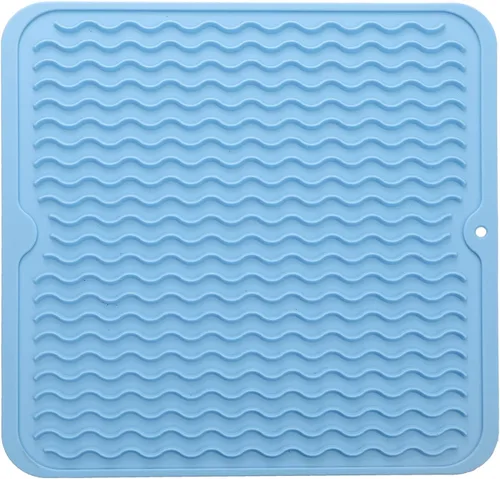 Miniatura 61 de MicoYang Alfombrilla de silicona para secado de platos para múltiples usos, fácil de limpiar, ecológica, resistente al calor, alfombrilla