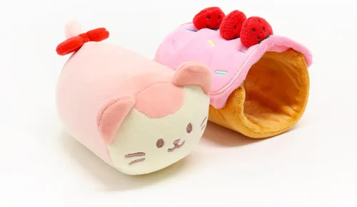 Miniatura 5 de Anirollz Kittiroll de peluche en atuendo de pastel enrollado – Animal de peluche kawaii con disfraz extraíble – Bonito juguete de peluche blando