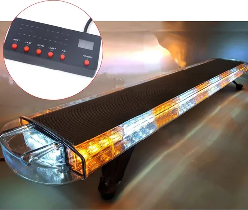 Miniatura 6 de Luz estroboscópica de emergencia de 51 pulgadas, 21 modos intermitentes, tira estroboscópica de 96 LED con interruptor de pantalla digital, barras